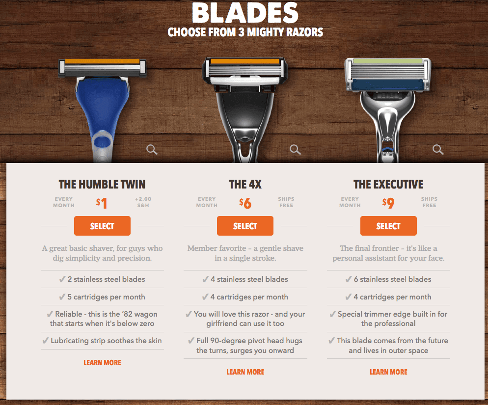 Dollar Shave Club upsell offer